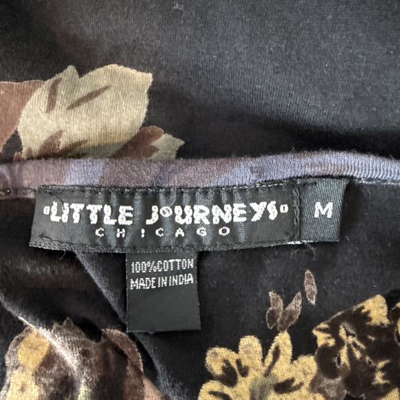 Little Journeys Chicago Womens Luna Top Shirt Size M Boho Floral Jersey Cotton - Picture 9 of 9